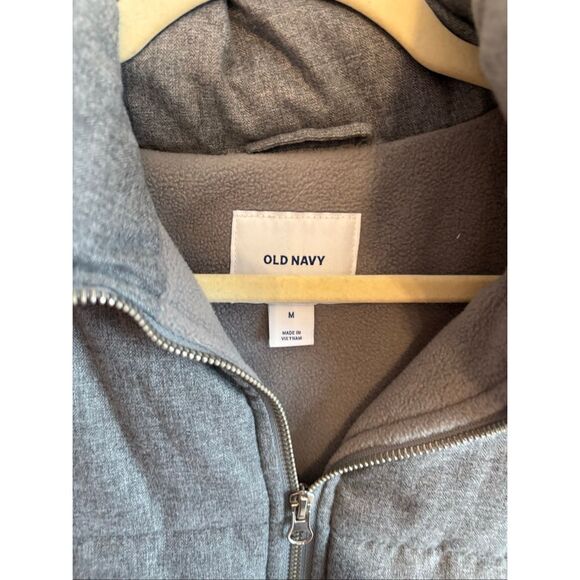 Old Navy Women Puffy Quilted Vest Size Medium Gray Fleece Lining - Picture 3 of 5